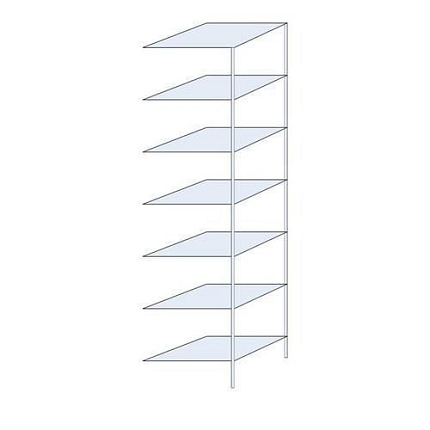 Kovový regál Ogmios, přístavbový, 300 x 75 x 60 cm, 2 300 kg, 7 polic, 150 kg/police, pozink