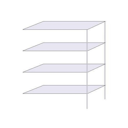 Drátěný regál Hefaistos, přístavbový, 160 x 121,3 x 46 cm, 200 kg, 4 police, stříbrný