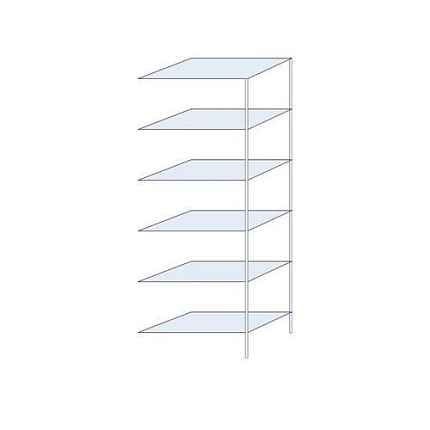 Kovový regál Perun, přístavbový 250 x 90 x 50 cm, 1 110 kg, 6 polic, pozink