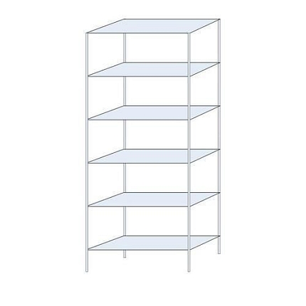 Kovový regál Tauret, základní 250 x 100 x 40 cm, 1 200 kg, 6 polic, pozink