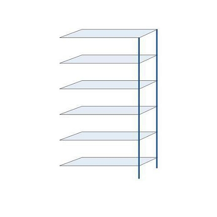 Kovový regál Herkules, přístavbový, 250 x 130 x 40 cm, 660 kg, 6 polic, modrý
