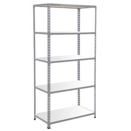 Kovový regál Rapid 2, 198 x 91,5 x 91,5 cm, 340 kg/police, 5 laminovaných polic, pozink