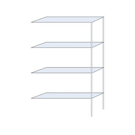 Kovový regál Andras, přístavbový, 250 x 150 x 40 cm, 1 600 kg, 4 police, pozink