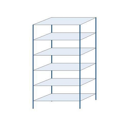 Kovový regál Herkules, základní, 250 x 130 x 60 cm, 900 kg, 6 polic, modrý