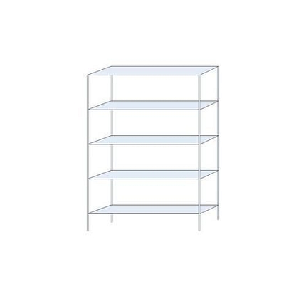 Kovový regál Ogmios, základní, 200 x 130 x 30 cm, 1 300 kg, 5 polic, 150 kg/police, pozink