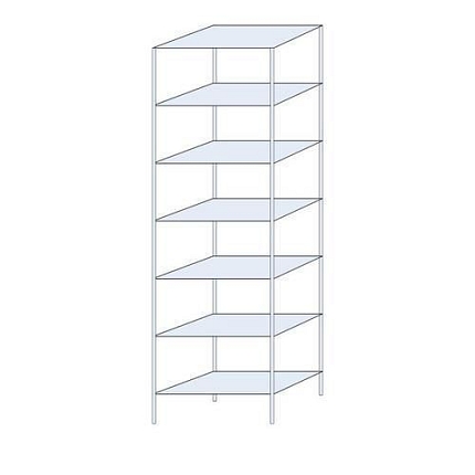 Kovový regál Perun, základní 300 x 90 x 50 cm, 1 295 kg, 7 polic, pozink