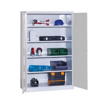 Kovová dílenská skříň, 199 x 120 x 50 cm, šedá