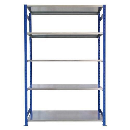 Kovový regál Herkules, základní, 200 x 130 x 60 cm, 750 kg, 5 polic, modrý