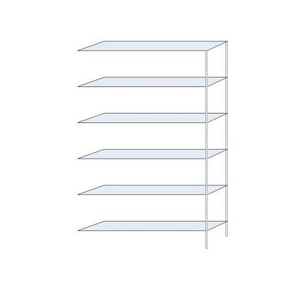 Kovový regál Perun, přístavbový, 250 x 150 x 32 cm, 870 kg, 6 polic, pozink