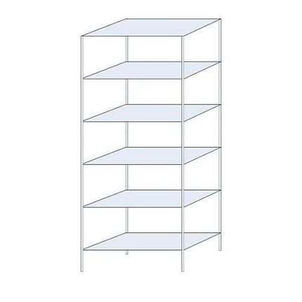 Kovový regál Tauret, základní 250 x 100 x 50 cm, 1 200 kg, 6 polic, pozink