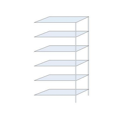 Kovový regál Perun, přístavbový, 250 x 120 x 50 cm, 1 230 kg, 6 polic, pozink