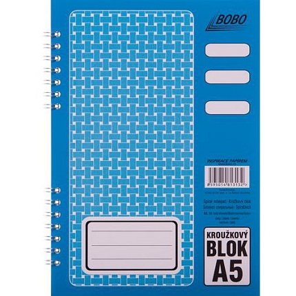 Blok A5 s kovovou boční spirálou, čistý, 5 ks