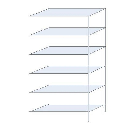 Kovový regál Tauret, přístavbový 250 x 130 x 50 cm, 1 200 kg, 6 polic, pozink