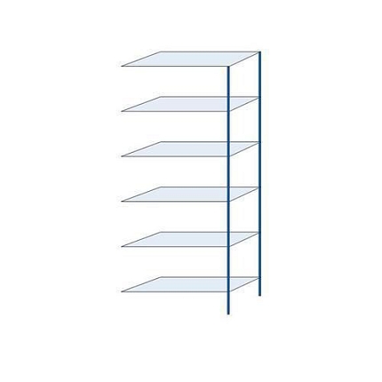 Kovový regál Herkules, přístavbový, 250 x 100 x 40 cm, 960 kg, 6 polic, modrý