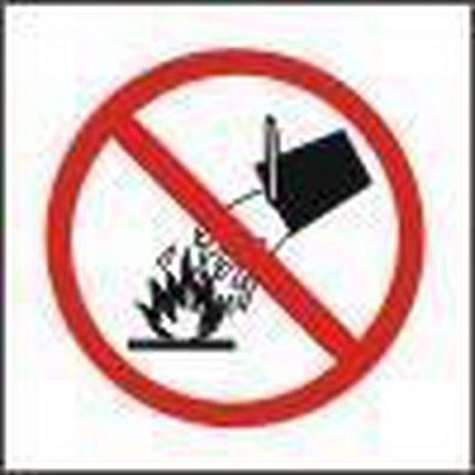 Zákazová bezpečnostní tabulka - Nehas vodou ani pěnovými přístroji, 92 x 92 mm, plast