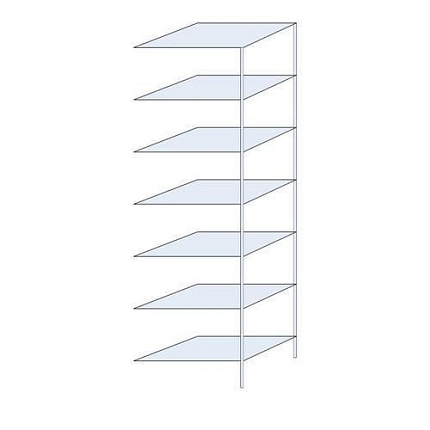 Kovový regál Perun, přístavbový 300 x 90 x 60 cm, 1 050 kg, 7 polic, pozink