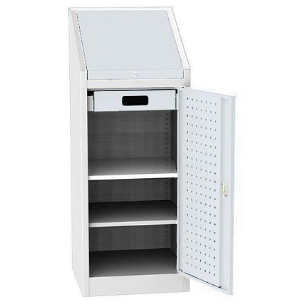 Dílenská skříň na nářadí, 2 police, 130 x 50 x 50 cm, šedá