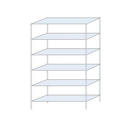 Kovový regál Perun, základní, 250 x 150 x 50 cm, 870 kg, 6 polic, pozink