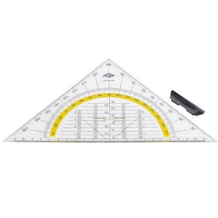 Transparentní trojúhelník, základna 25 cm