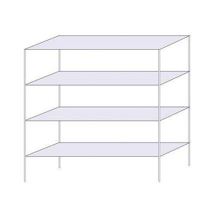 Drátěný regál Hefaistos, základní, 160 x 152 x 46 cm, 200 kg, 4 police, stříbrný