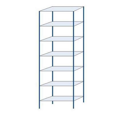 Kovový regál Herkules, základní, 300 x 100 x 40 cm, 1120 kg, 7 polic, modrý