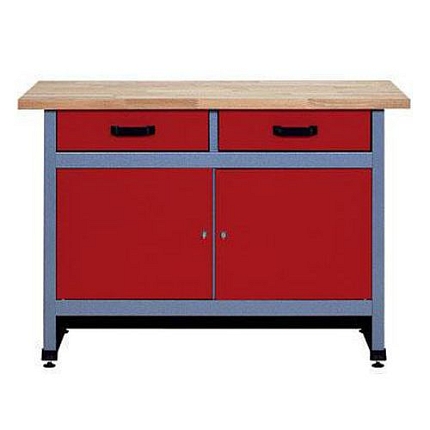 Dílenský stůl Monti, 84 x 120 x 60 cm, 2 zásuvky, 2 skříňky