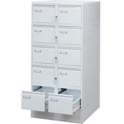 Dvouřadá kovová lístkovnice A5 Severn, 10 zásuvek, bílá