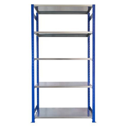 Kovový regál Herkules, základní, 200 x 100 x 60 cm, 650 kg, 5 polic, modrý