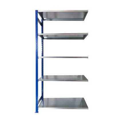 Kovový regál Herkules, přístavbový, 200 x 100 x 60 cm, 650 kg, 5 polic, modrý