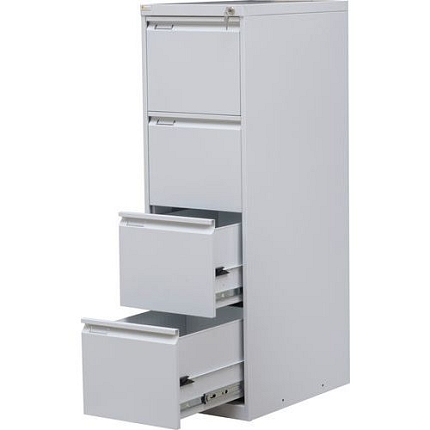 Jednořadá kovová kartotéka A4 Trent, 4 zásuvky, šedá