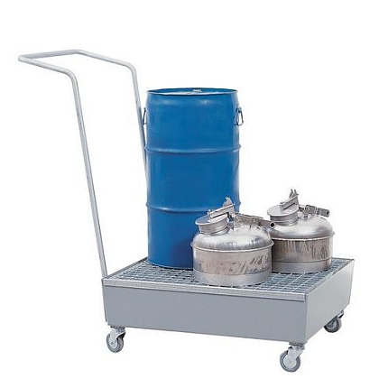 Pojízdná záchytná vana, na 1 sud, objem 60 l, pozink