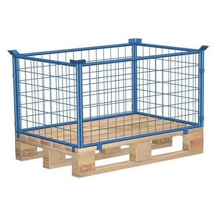 Paletový nástavec typ 62, pletivový, modrý, 60 x 120 x 100 cm