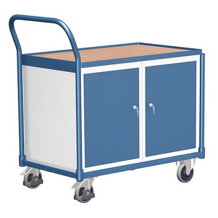 Dílenský vozík se 2 skříňkami, 101 x 112,5 x 62,5 cm, modrý