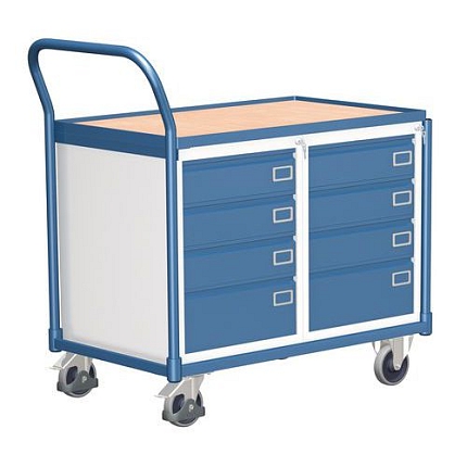 Dílenský vozík s 8 zásuvkami, 101 x 112,5 x 62,5 cm, modrý
