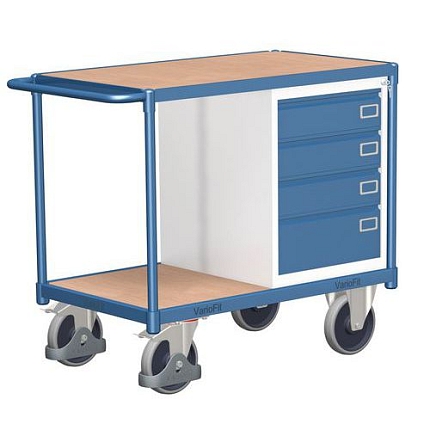 Dílenský vozík se 4 zásuvkami, 93 x 119 x 60 cm, modrý
