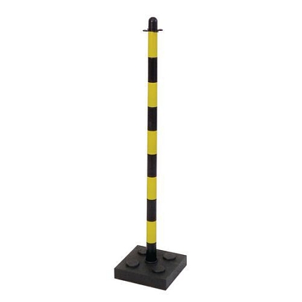 Plastový zahrazovací sloupek Mayleen se zatížením, výška 90 cm, černý/žlutý