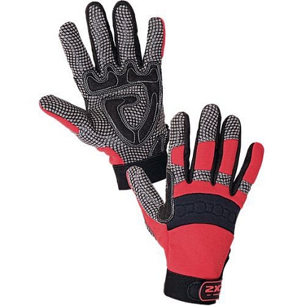 Rukavice CXS Shark ze syntetické kůže, červené/černé