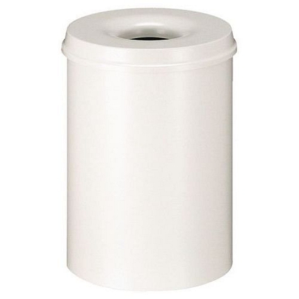 Kovový samozhášecí odpadkový koš Hole, objem 15 l, bílý