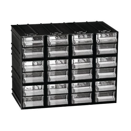 Modulový organizér, 24 zásuvek, černý/transparentní