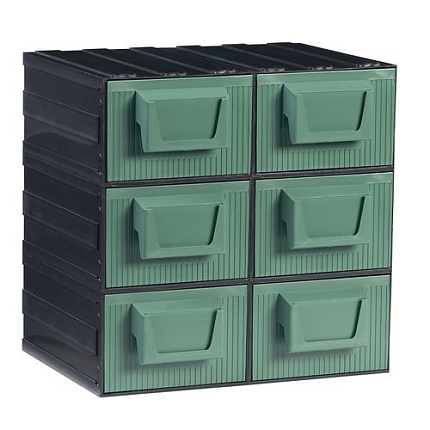 Modulový organizér PS, 6 zásuvek, černý/zelený