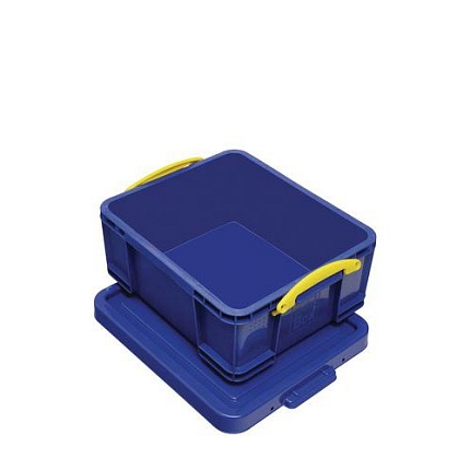 Plastový úložný box s víkem na klip, modrý, 18 l