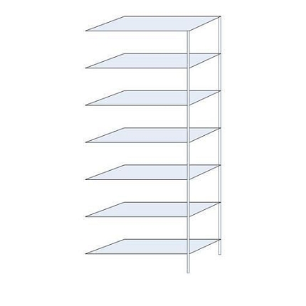 Kovový regál Perun, přístavbový, 300 x 120 x 50 cm, 1 435 kg, 7 polic, pozink