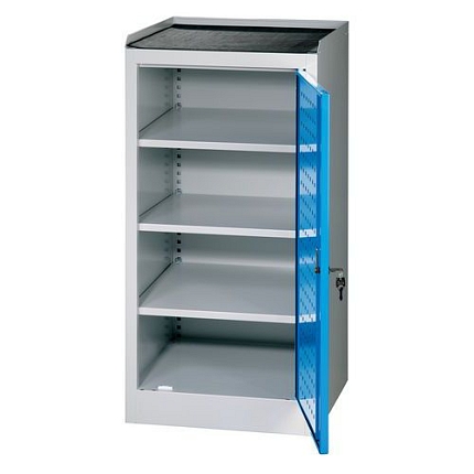 Dílenská skříň na nářadí, 3 police, 103 x 50 x 50 cm, šedá/modrá