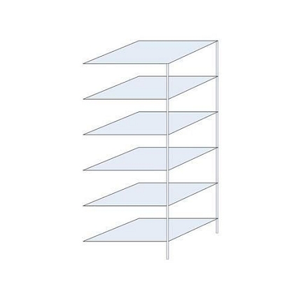 Kovový regál Ogmios, přístavbový, 250 x 100 x 80 cm, 1 700 kg, 6 polic, 150 kg/police, pozink