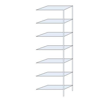 Kovový regál Perun, přístavbový 300 x 90 x 40 cm, 1 645 kg, 7 polic, pozink