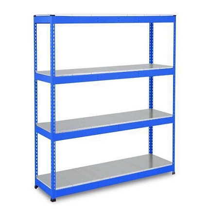 Kovový regál Rapid 1, 198 x 122 x 91,5 cm, 440 kg/police, 4 ocelové panely, modrý