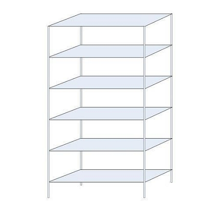 Kovový regál Tauret, základní 250 x 130 x 50 cm, 1 200 kg, 6 polic, pozink