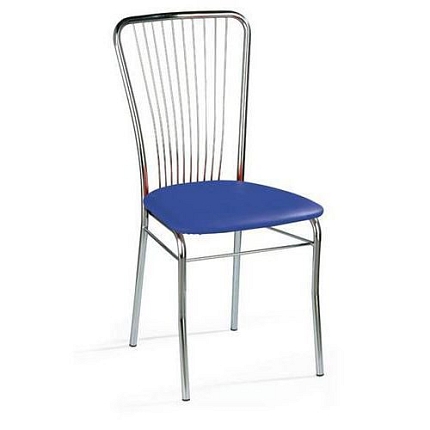 Kožená jídelní židle Neron Chrom, modrá