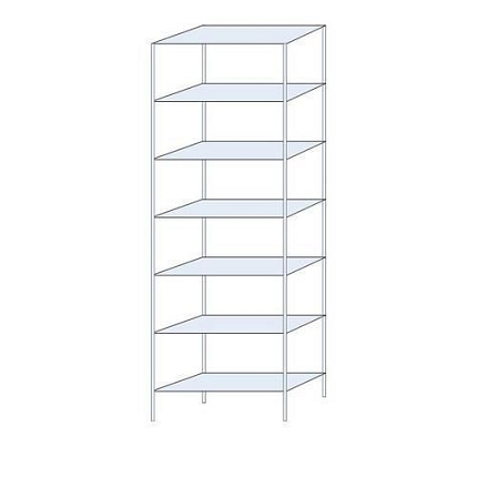 Kovový regál Taranis, základní, 300 x 100 x 40 cm, 1 200 kg, 7 polic, stříbrný