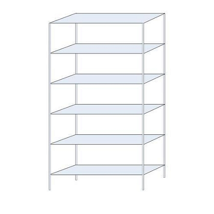 Kovový regál Tauret, základní 250 x 130 x 40 cm, 1 200 kg, 6 polic, pozink